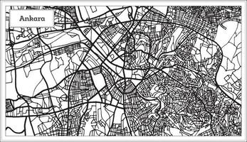 mapa de ankara turquía en color blanco y negro. vector