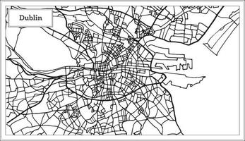 mapa de la ciudad de dublín irlanda en color blanco y negro. vector