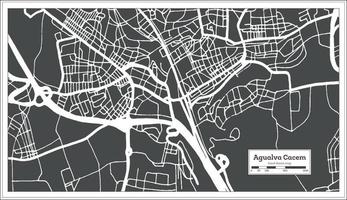 mapa de la ciudad de agualva cacem portugal en estilo retro. vector