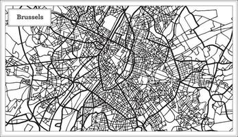 Brussels Belgium Map in Black and White Color. vector