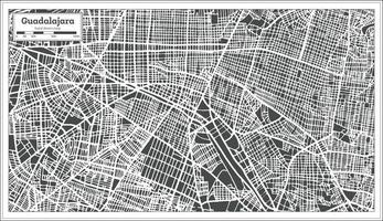 Guadalajara Mexico City Map in Retro Style. Outline Map. vector