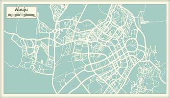 Abuja Nigeria City Map in Retro Style. Outline Map. vector