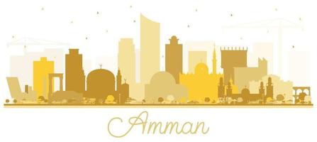 Amman Jordan Skyline Silhouette with Golden Buildings. vector