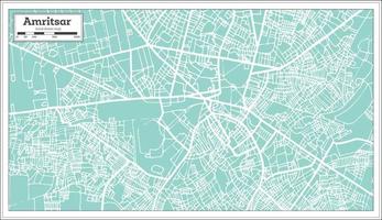 mapa de la ciudad de amritsar india en estilo retro. vector