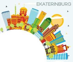 Ekaterinburg Skyline with Color Buildings, Blue Sky and Copy Space. vector