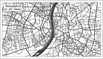 mapa de la ciudad de ahmedabad india en estilo retro. esquema del mapa. vector