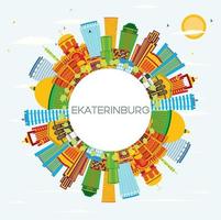 Ekaterinburg Skyline with Color Buildings, Blue Sky and Copy Space. vector