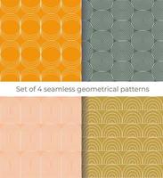 Set of 4 seamless geometrical patterns. Collection of decorative prints. Perfect for textiles, fabric, and wallpaper. vector