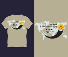 diseño de camiseta de tipografía del día internacional de la felicidad vector