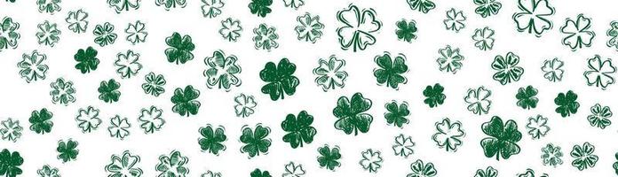 Saint Patricks Day, festive background with flying clover. vector