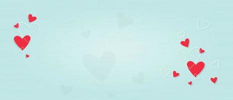 Valentines Day blue background horisontal template with heart , wood textured. vector
