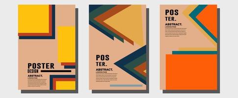 Abstract colorful collage poster design template. Cool geometric and retro cover design. Blue, yellow, red, orange, pink and green background. Vector banner and poster template