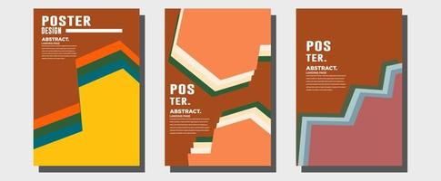 plantilla de diseño de póster de collage colorido abstracto. Diseño de portada geométrico y retro genial. fondo azul, amarillo, rojo, naranja, rosa y verde. banner vectorial y plantilla de póster vector