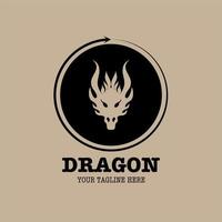 Logo design template, with dragon head icon in circle, shield vector