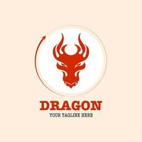 Logo design template, with dragon head icon in circle, shield vector