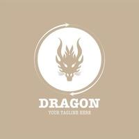 Logo design template, with dragon head icon in circle, shield vector