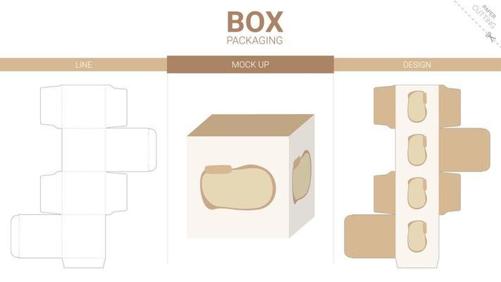 Box packaging and mockup die cut template