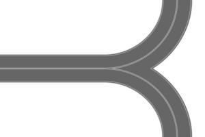 Asphalt road fork top view. Highway part with marking. Roadway element for city map vector