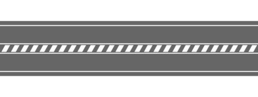 Empty straight road aerial view. Highway marking with diagonal stripes. Seamless horizontal roadway template. Traffic element of city map vector