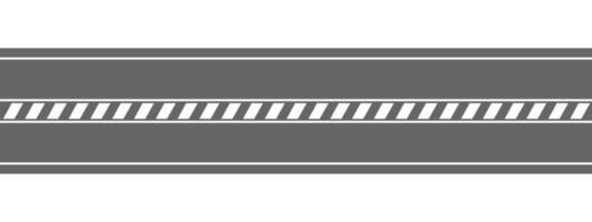 vista aérea de la carretera recta vacía. señalización vial con franjas diagonales. plantilla de calzada horizontal transparente. elemento de tráfico del mapa de la ciudad vector