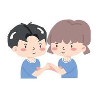 Happy boy and girl Doing Promise vector
