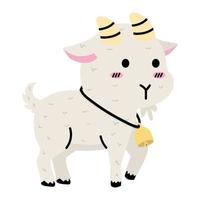 Cartoon goat flat vector icon