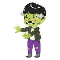 Kid frankenstein monster Halloween cartoon vector