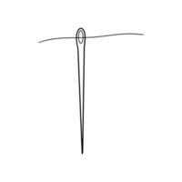 Needle with thread. Vector illustration in doodle style.