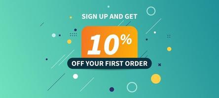 Sign up on discount sales banner 10 percent off
