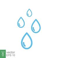 icono de gotas de agua. estilo de esquema simple. gota de lluvia, charco, líquido azul, concepto de naturaleza. símbolo de línea diseño de ilustración vectorial aislado sobre fondo blanco. eps 10. vector