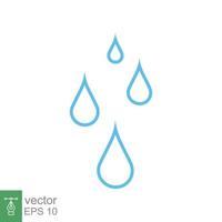 icono de gotas de agua. estilo de esquema simple. gota de lluvia, charco, líquido azul, concepto de naturaleza. símbolo de línea diseño de ilustración vectorial aislado sobre fondo blanco. eps 10. vector