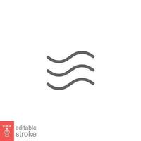 Wave icon. Simple outline style. Water wave, sea wind, stream, lake, river flow, ocean concept. Line symbol, flat sign vector illustration design isolated on white background. Editable stroke EPS 10.