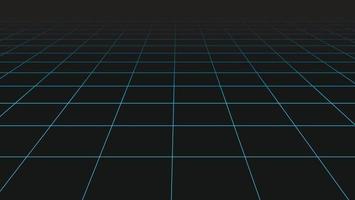 Perspective grid vector. 3D floor space, detailed blue lines on black background. Pattern design, line texture, interior template. EPS 10. vector