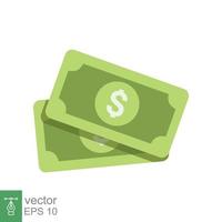 Dollar money currency icon. Simple flat style. Two pile of green dollar bills, paper money, cash payment, business concept. Vector Illustration design isolated on white background. EPS 10.