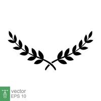 laurel, icono de corona. estilo sólido simple. símbolo de victoria, premio ganador, rama y hojas, concepto romano. signo de silueta. diseño de ilustración de vector de glifo aislado sobre fondo blanco. eps 10.