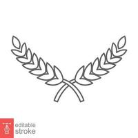 Laurel, wreath icon. Simple outline style. Symbol of victory, winner award, branch and leaves, roman concept. Line vector illustration design isolated on white background. Editable stroke EPS 10.