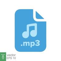 icono de archivo mp3. estilo plano sencillo. formato de música, descarga de sonido, concepto de audio. diseño de ilustración vectorial aislado sobre fondo blanco. eps 10. vector