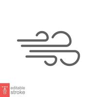 Wind icon. Simple outline style. Air blow, windy, ocean cloud, wind speed, meteorology concept. Thin line symbol. Vector illustration design isolated on white background. Editable stroke EPS 10.