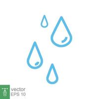 icono de gotas de agua. estilo de esquema simple. gota de lluvia, charco, líquido azul, concepto de naturaleza. símbolo de línea diseño de ilustración vectorial aislado sobre fondo blanco. eps 10. vector