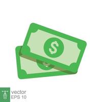 Dollar money currency icon. Simple flat style. Two pile of green dollar bills, paper money, cash payment, business concept. Vector Illustration design isolated on white background. EPS 10.