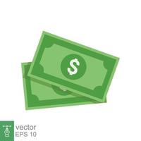 Dollar money currency icon. Simple flat style. Two pile of green dollar bills, paper money, cash payment, business concept. Vector Illustration design isolated on white background. EPS 10.