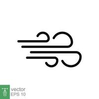 icono de viento estilo plano sencillo. golpe de aire, ventoso, nube oceánica, velocidad del viento, concepto de meteorología. símbolo sólido. diseño de ilustración vectorial aislado sobre fondo blanco. eps 10 vector