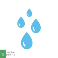 icono de gotas de agua. estilo plano sencillo. gota de lluvia, charco, líquido azul, concepto de naturaleza. diseño de ilustración vectorial aislado sobre fondo blanco. eps 10. vector