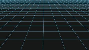 Perspective grid vector. 3D floor space, detailed blue lines on black background. Pattern design, line texture, interior template. EPS 10. vector