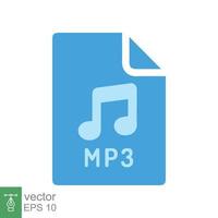 icono de archivo mp3. estilo plano sencillo. formato de música, descarga de sonido, concepto de audio. diseño de ilustración vectorial aislado sobre fondo blanco. eps 10. vector