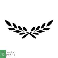 laurel, icono de corona. estilo sólido simple. símbolo de victoria, premio ganador, rama y hojas, concepto romano. signo de silueta. diseño de ilustración de vector de glifo aislado sobre fondo blanco. eps 10.