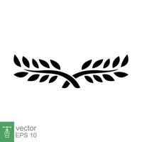 laurel, icono de corona. estilo sólido simple. símbolo de victoria, premio ganador, rama y hojas, concepto romano. signo de silueta. diseño de ilustración de vector de glifo aislado sobre fondo blanco. eps 10.