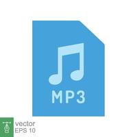 icono de archivo mp3. estilo plano sencillo. formato de música, descarga de sonido, concepto de audio. diseño de ilustración vectorial aislado sobre fondo blanco. eps 10. vector