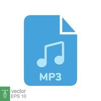 icono de archivo mp3. estilo plano sencillo. formato de música, descarga de sonido, concepto de audio. diseño de ilustración vectorial aislado sobre fondo blanco. eps 10. vector