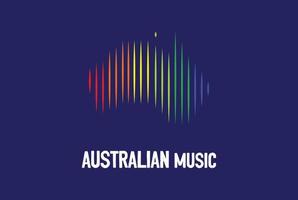 ecualizador de barra de música wavefrom forma diseño de logotipo de mapa de continente australiano vector